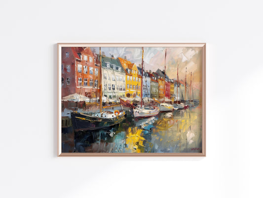 Morgenglanz am Nyhavn- Kopenhagen, Architektur, Lebensfreude, Hafenansicht, Wasserreflexionen