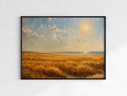 Sun Flood at the Bird Sanctuary- atmosphere, canvas art, play of shadows, radiant sun, landscape painting