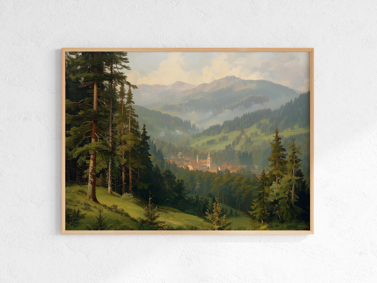 Morgennebel im mittelalterlichen Tal- Architektur, Mittelalterliche Stadt, Nebel, Evan Tremblay, Atmosphärische Kunst